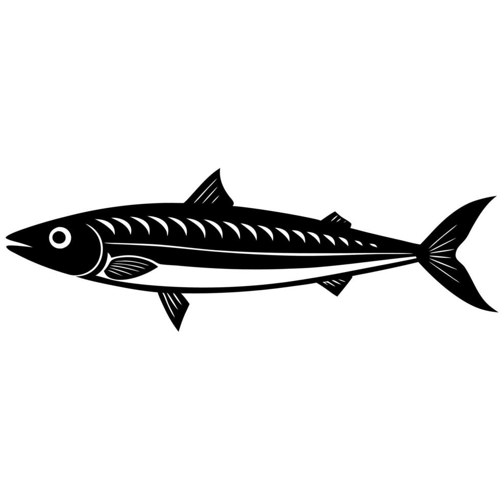 Free Mackerel Fish Silhouette Drawing for Creative Projects vector
