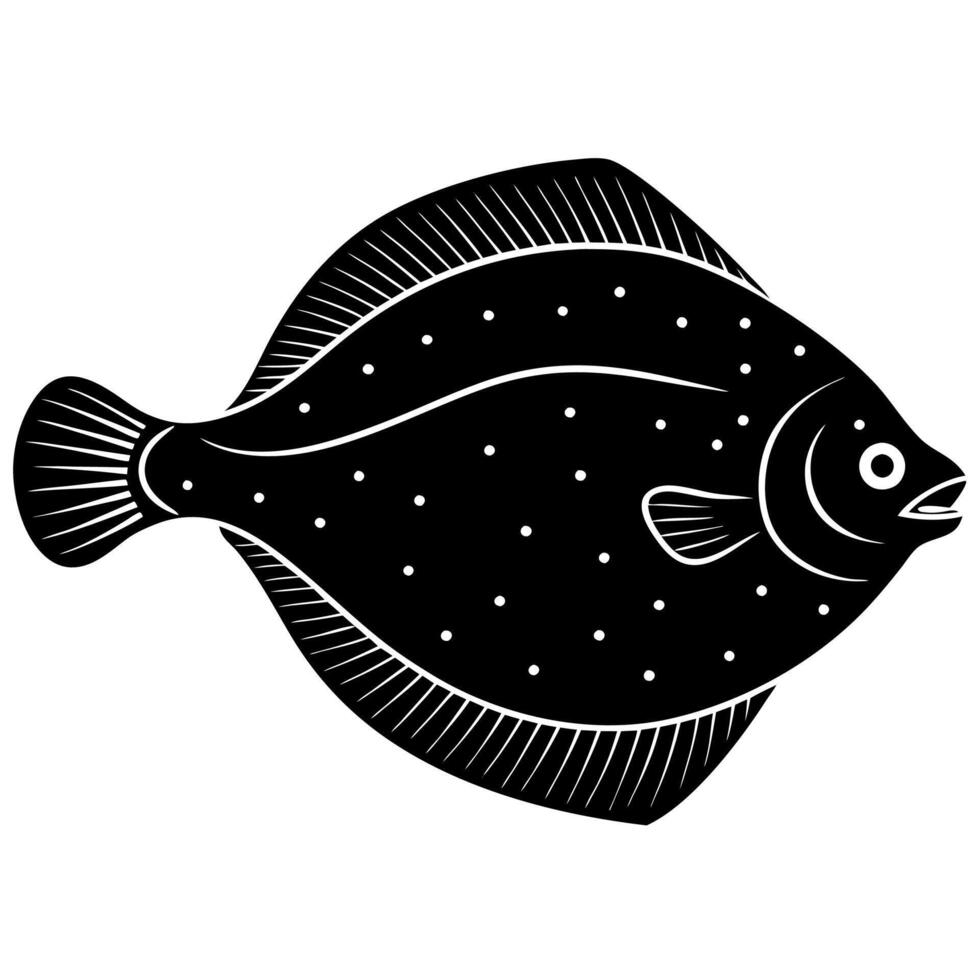 Minimal Flounder Fish Silhouette Drawing Creative Projects vector
