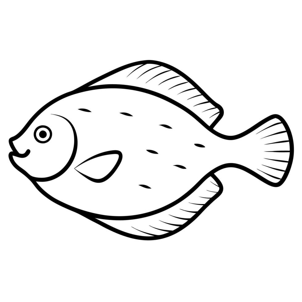 Flat Flounder Fish Contour Elegant Line Drawing vector