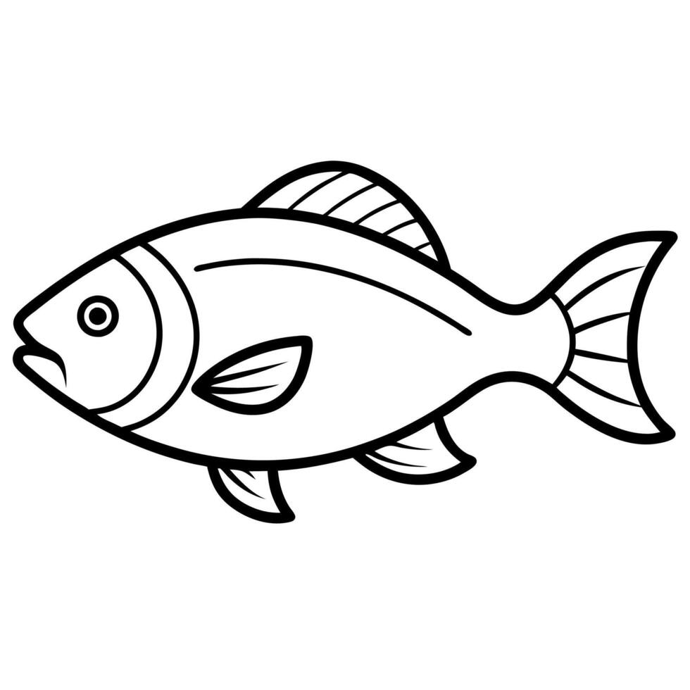 Free Monochrome Fresh Tilapia Fish Outline Sketch for Downloads vector