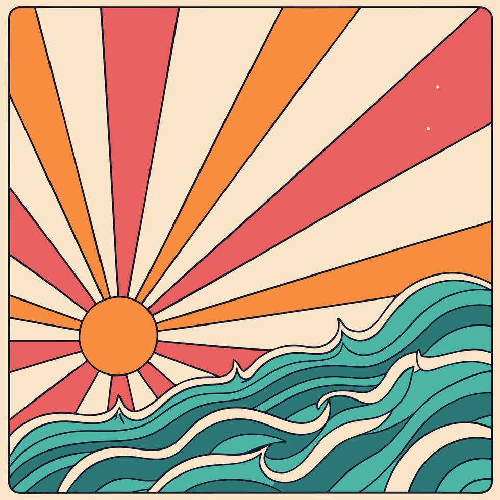 a bold sunburst design with vibrant orange pink vector