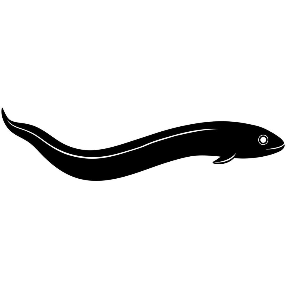 Minimalistic fish art showcasing a long eel shiny fins. vector