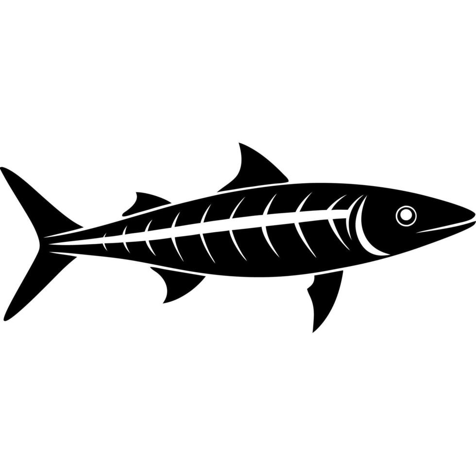 Detailed wahoo fish silhouette for nature and seafood illustrations vector