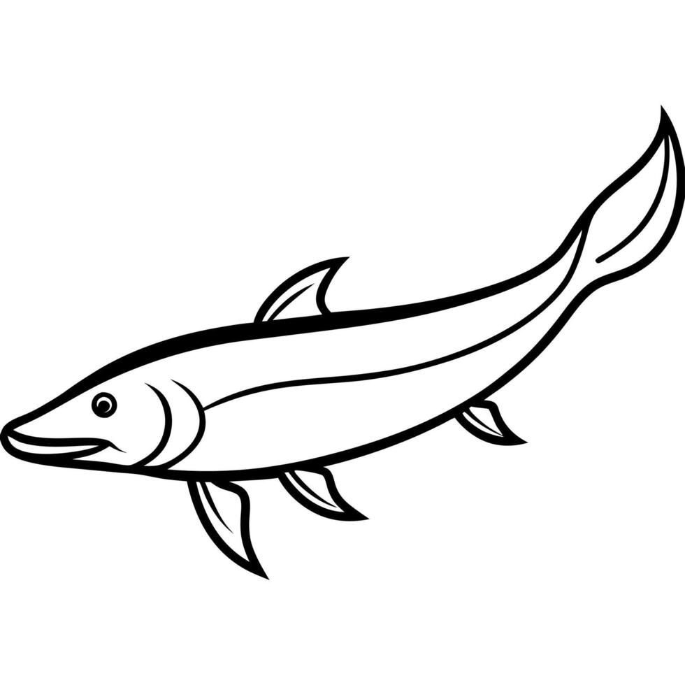 Stunning silhouette of a large sturgeon fish in water. vector