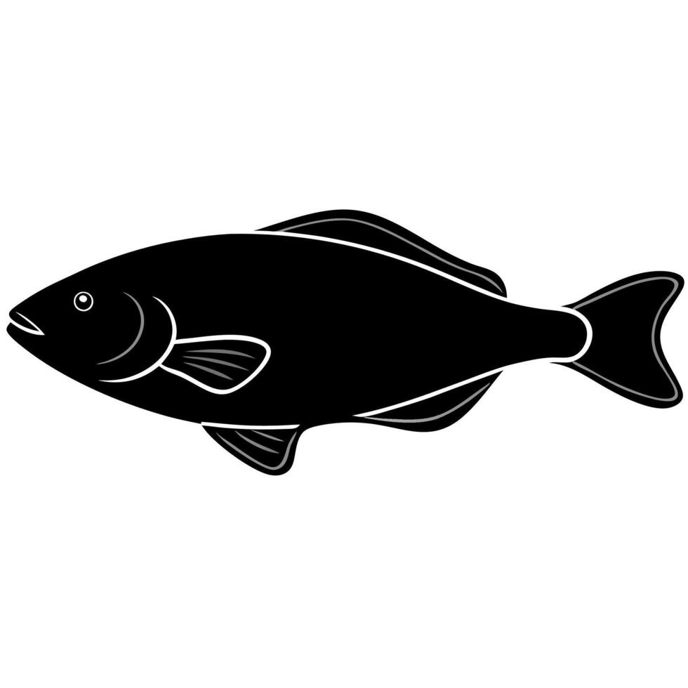 Black halibut art perfect for marine-themed projects vector