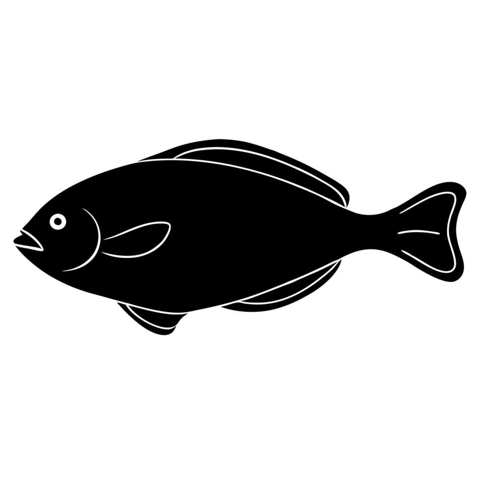 Large halibut silhouette illustration for design vector