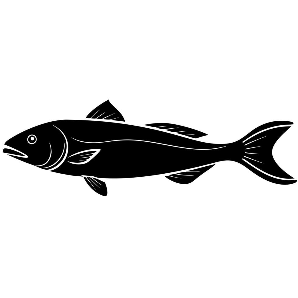 Realistic haddock fish silhouette art for marine-themed vector