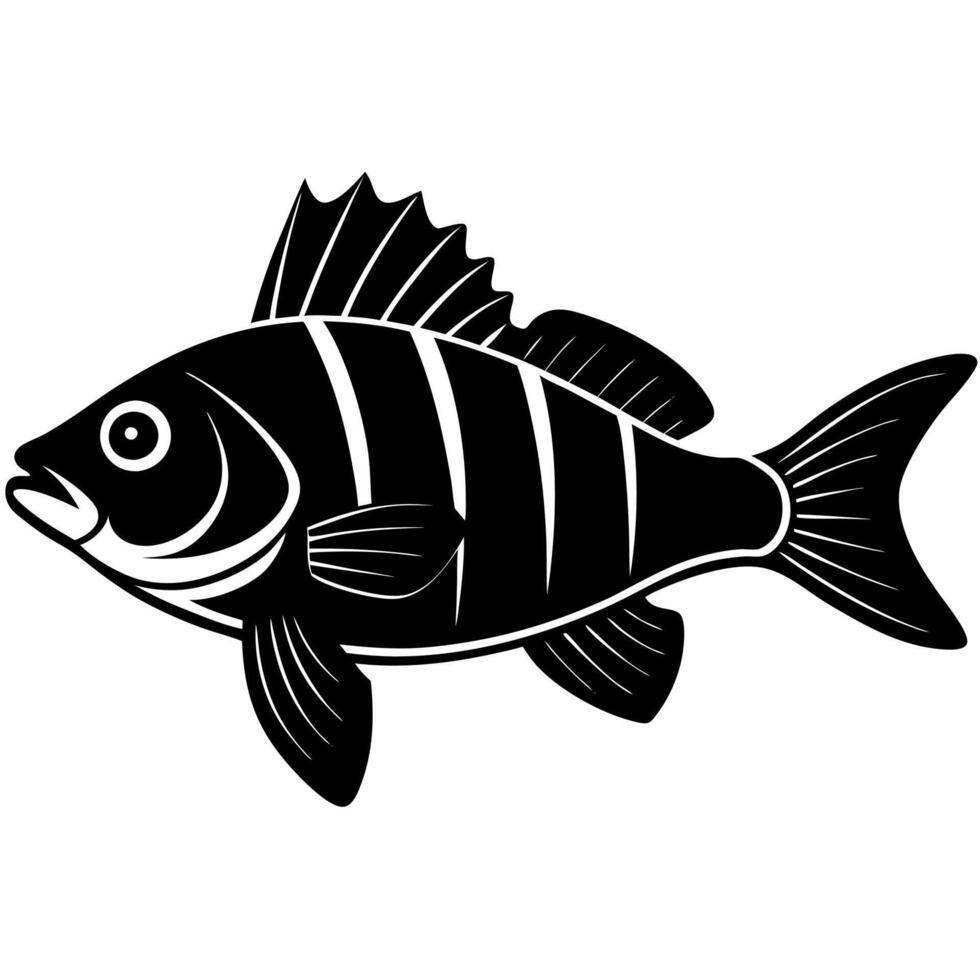 Perch fish silhouette perfect for nature-inspired illustrations vector