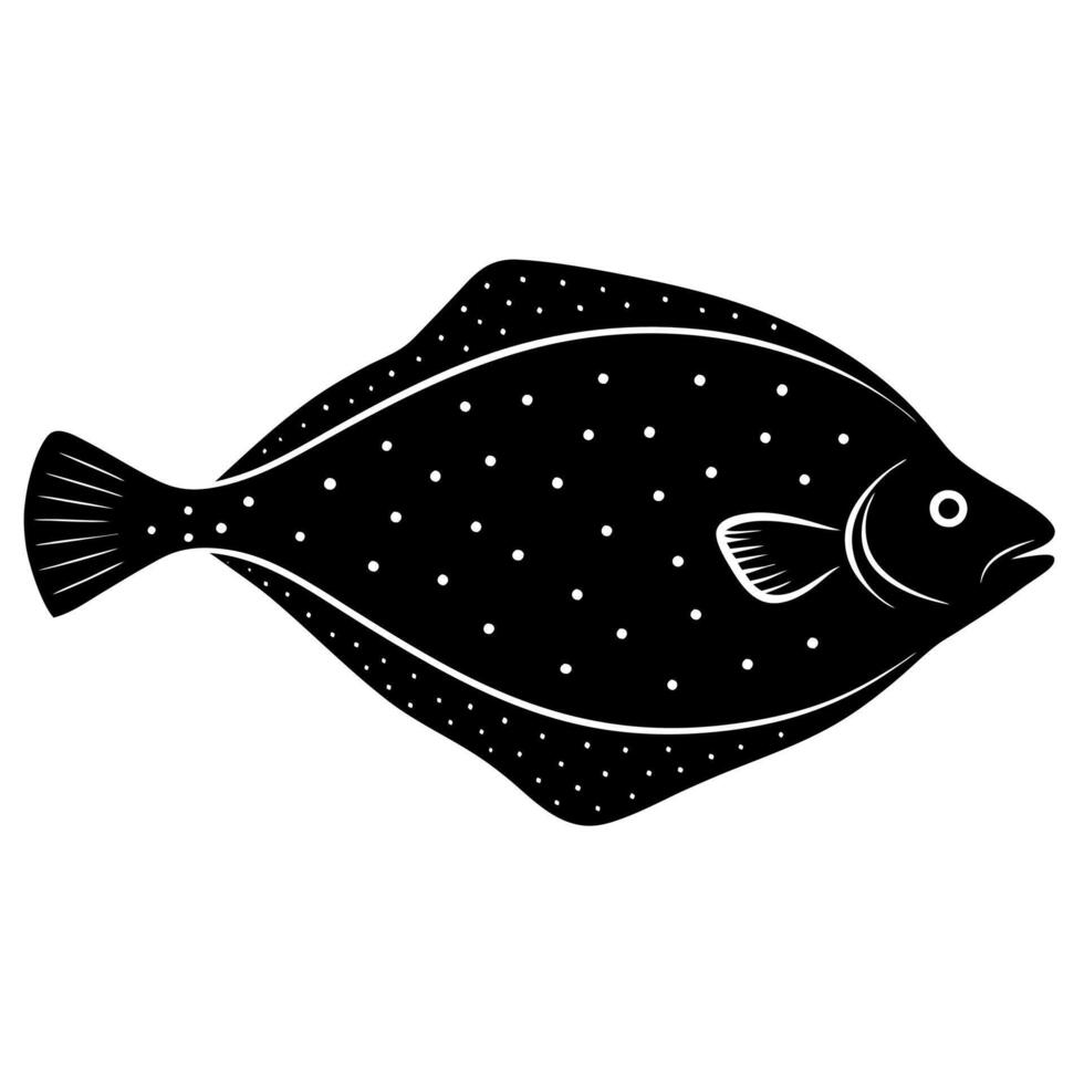 Flat halibut silhouette ideal for aquatic decor designs vector