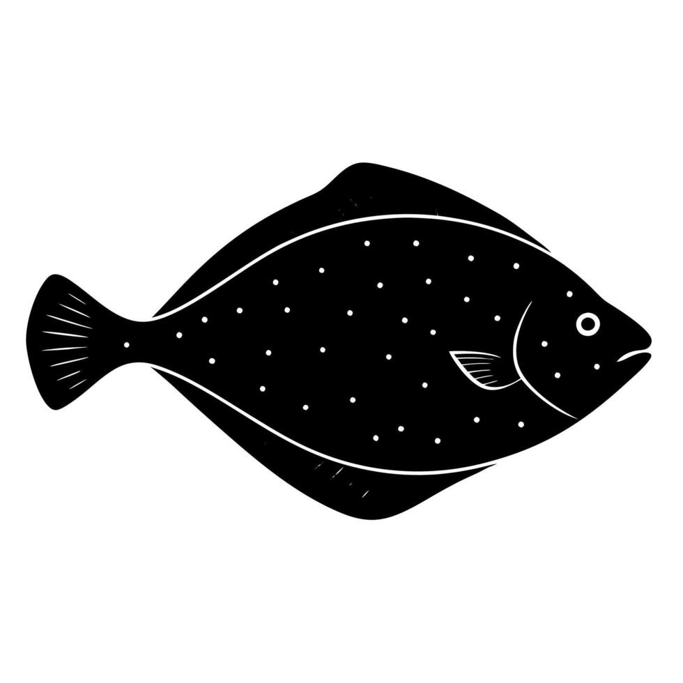 Large halibut silhouette illustration for creative designs vector