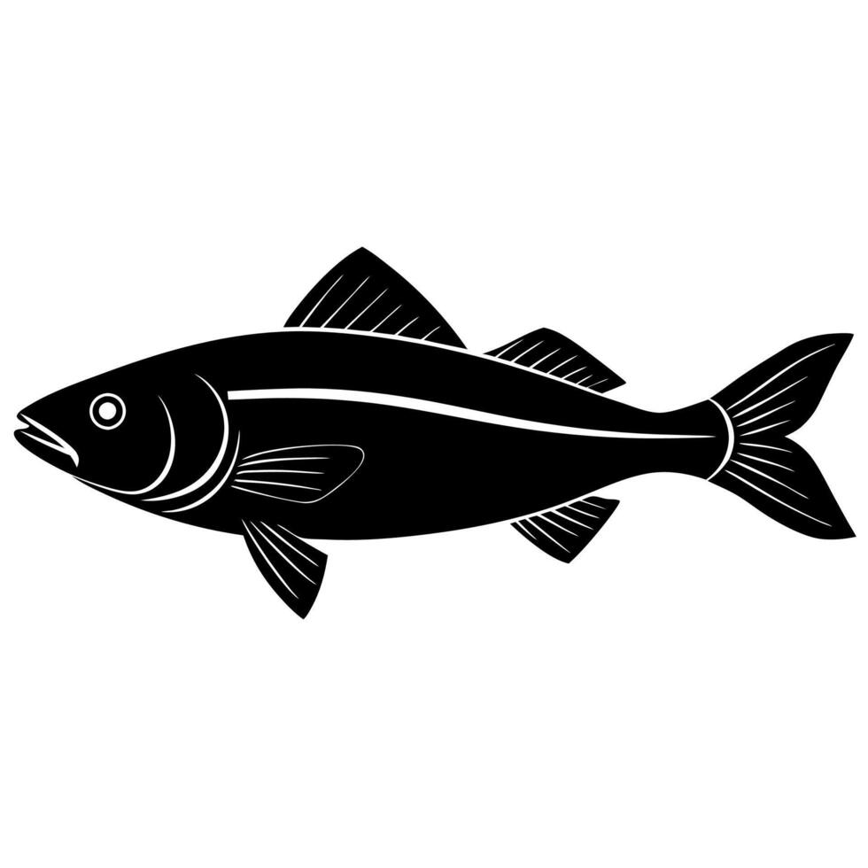 Realistic haddock fish silhouette art for marineprojects vector