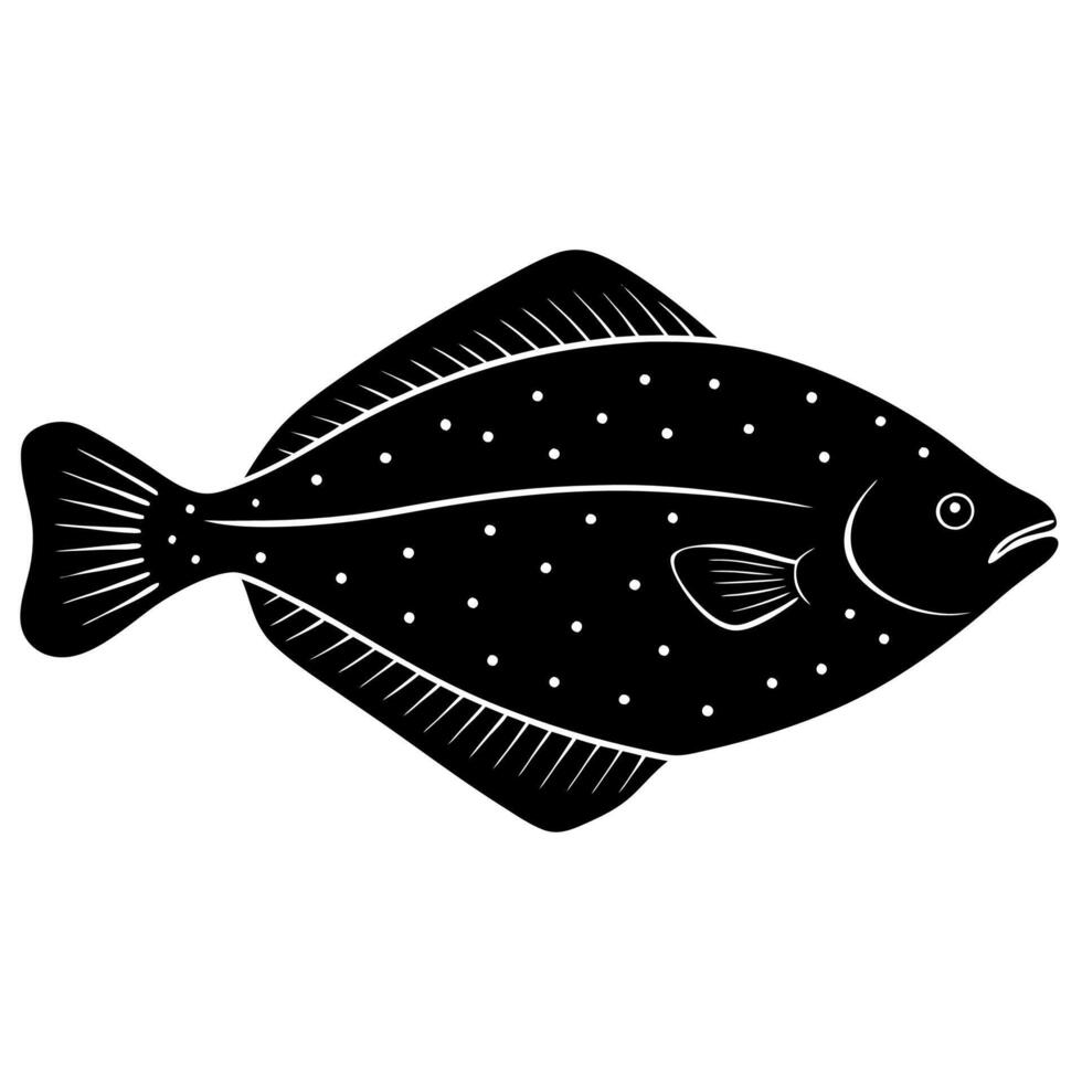 Black halibut art perfect for marine-themed project vector