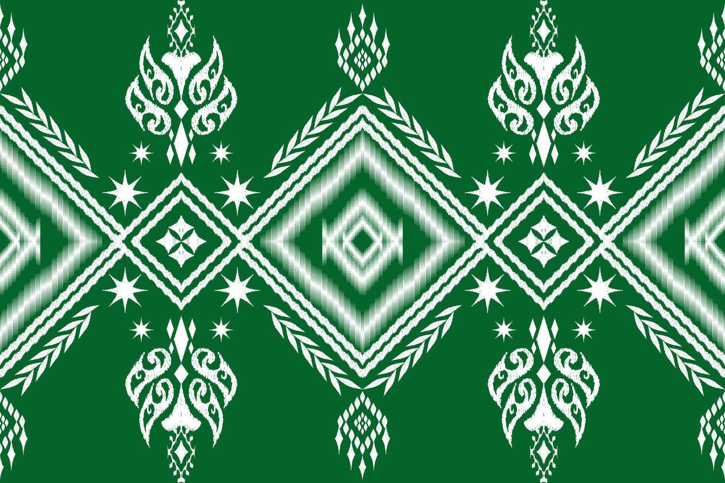 geometric folklore ornament on green background vector