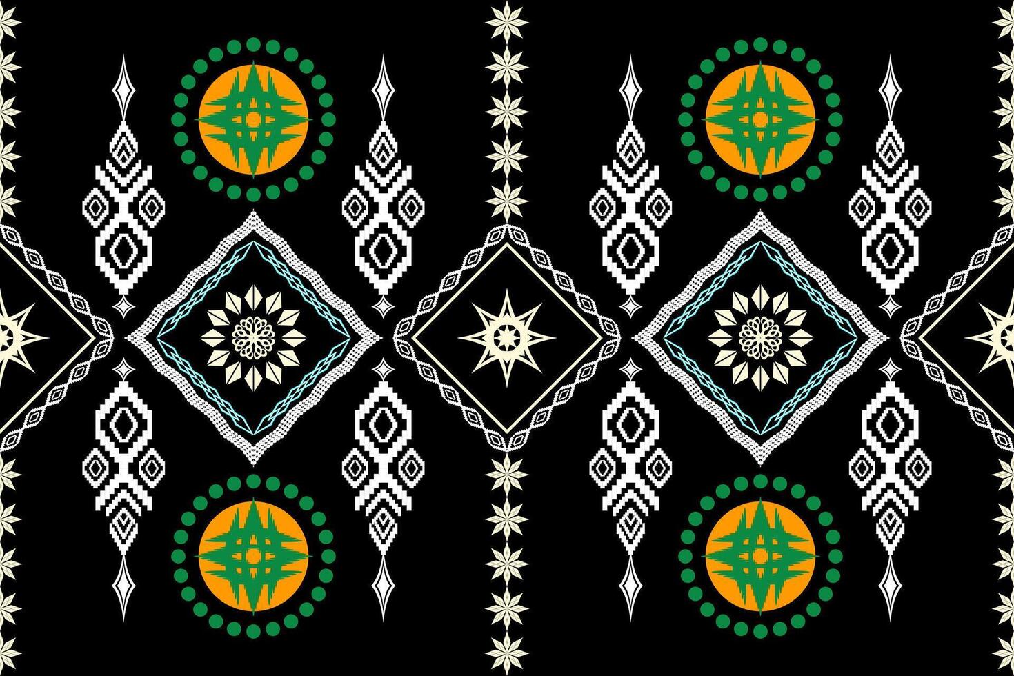 geometric folklore ornament. Tribal ethnic On black background vector