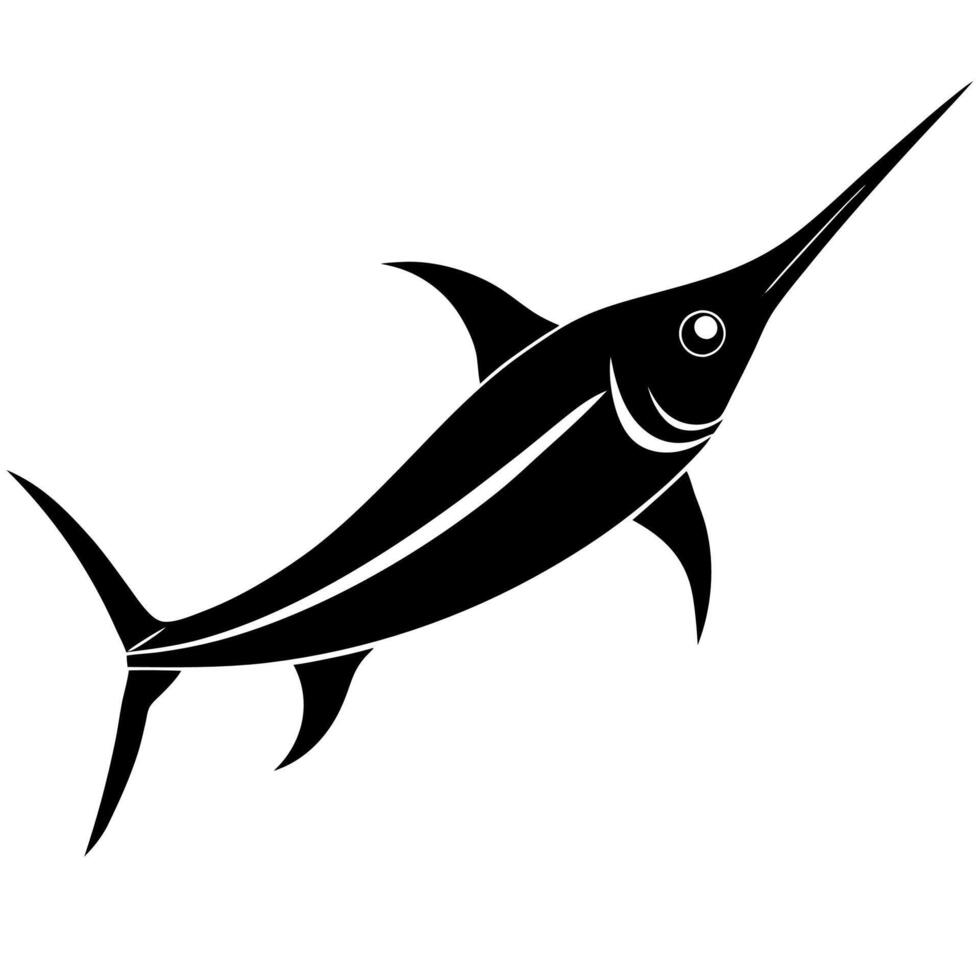 Elegant swordfish silhouette line art illustration for creative vector