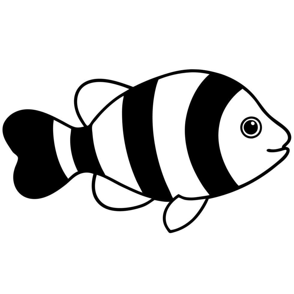 clownfish silhouette perfect for sea life art design vector