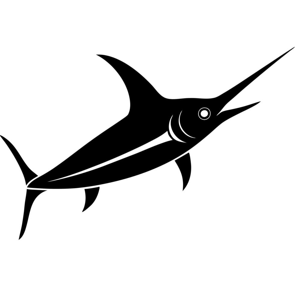 Elegant swordfish silhouette illustration for sea life designs. vector