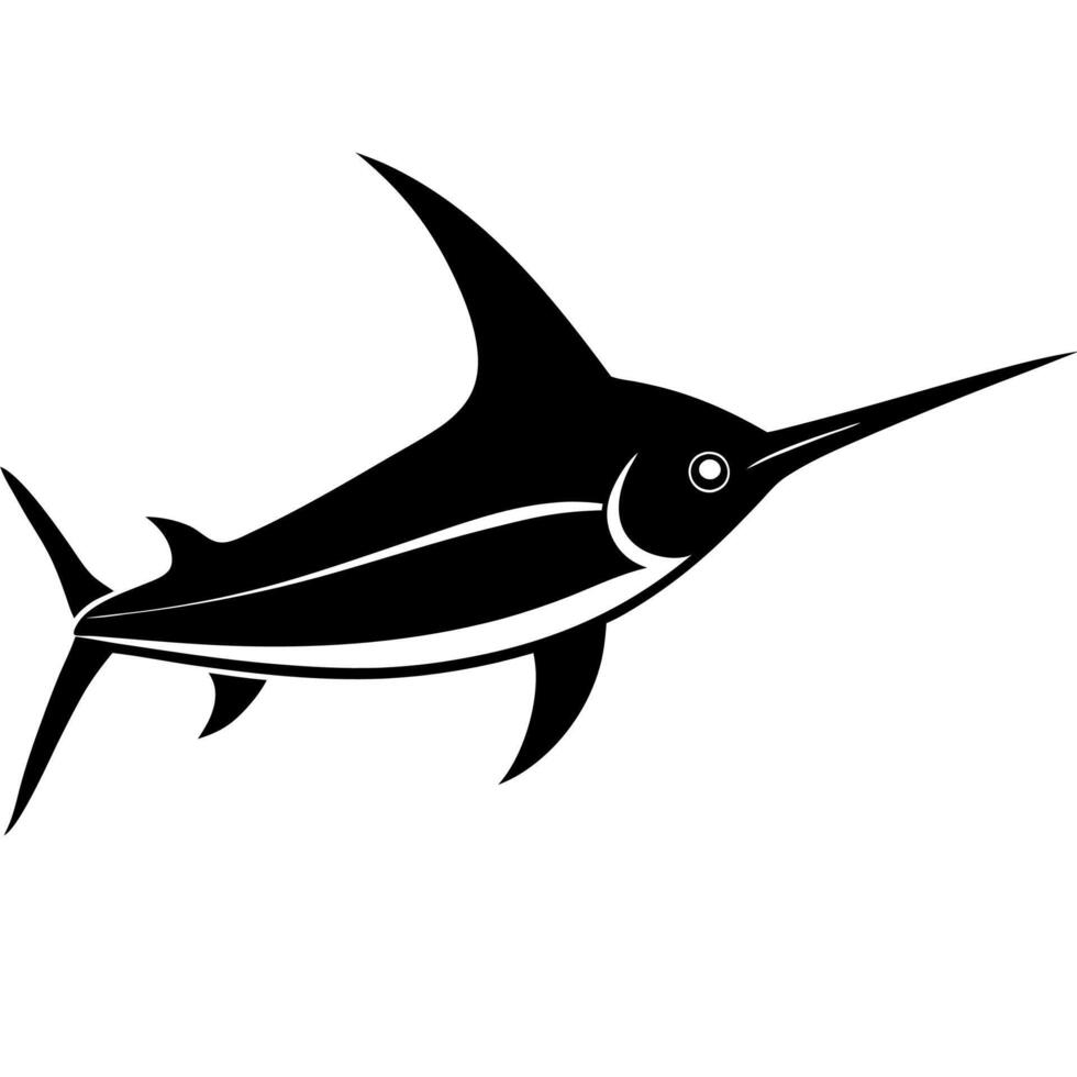 Elegant swordfish silhouette line art illustration for creative use vector