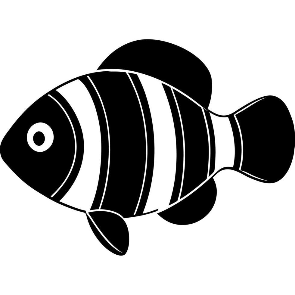 Clownfish silhouette illustration for marine and aquatic themes vector