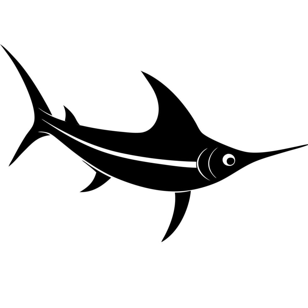 Minimalist swordfish silhouette illustration for ocean-inspired art. vector