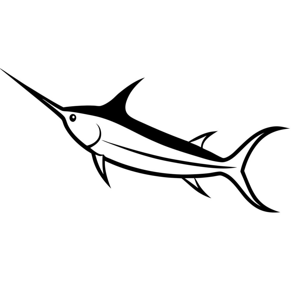 Minimalist swordfish silhouette illustration for ocean-inspired art. 1 vector