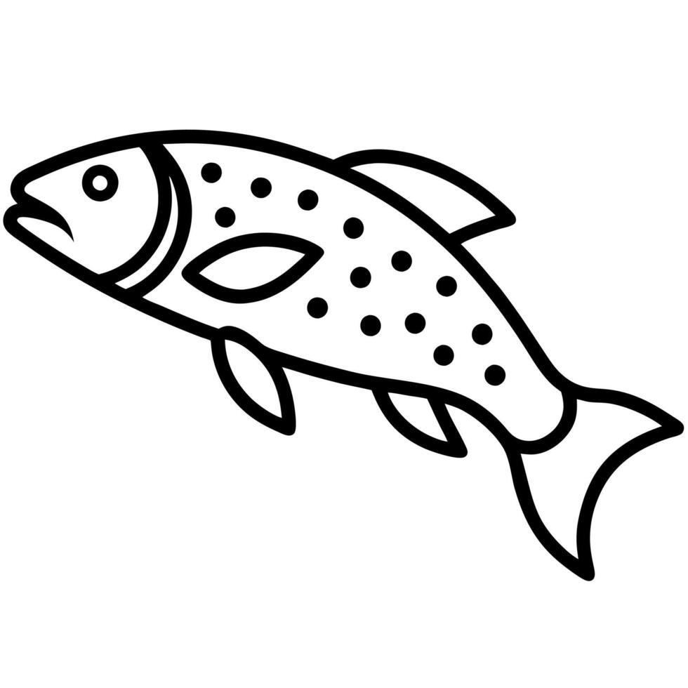 Artistic trout line drawing showcasing aquatic life vector