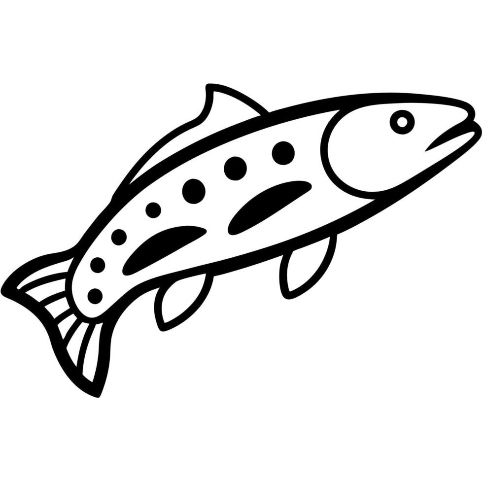 Elegant trout line drawing illustration perfect for aquatic designs vector