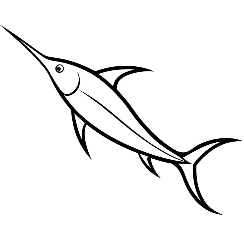 Minimalist swordfish silhouette illustration for ocean inspired art. vector