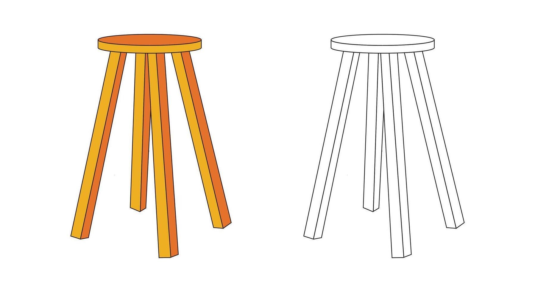 Illustration round chair wood retro unique design vector