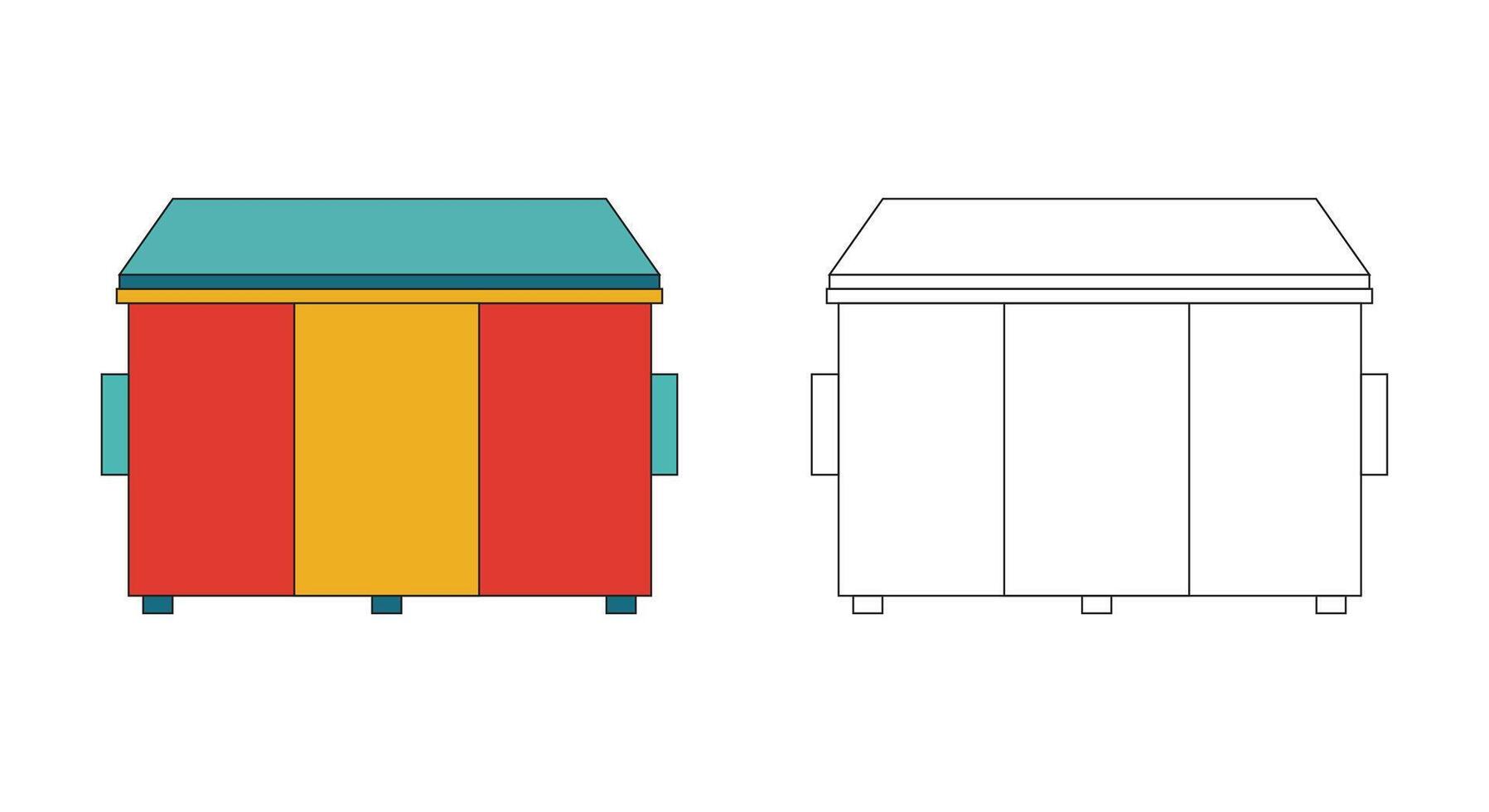 Illustration trash dumpster retro unique design with blank background vector