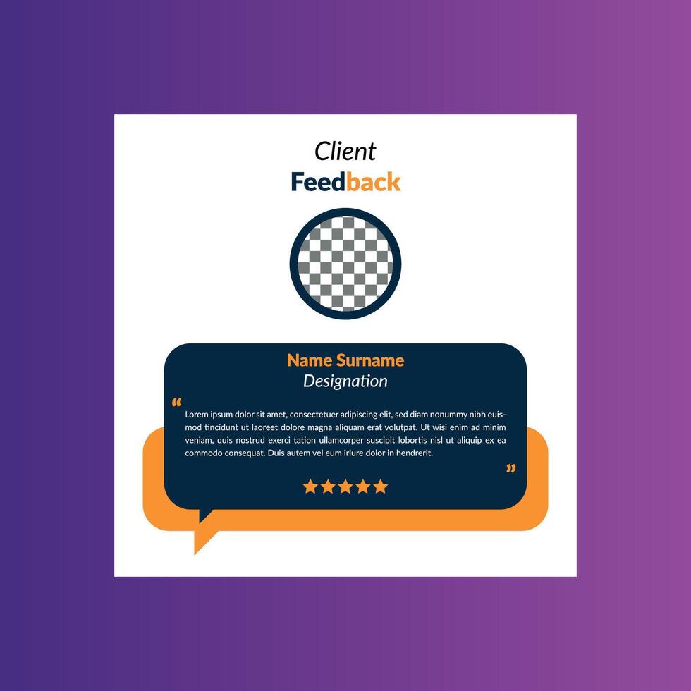Modern Client Testimonial Design. Creative Template Display for Promotional Campaigns. vector
