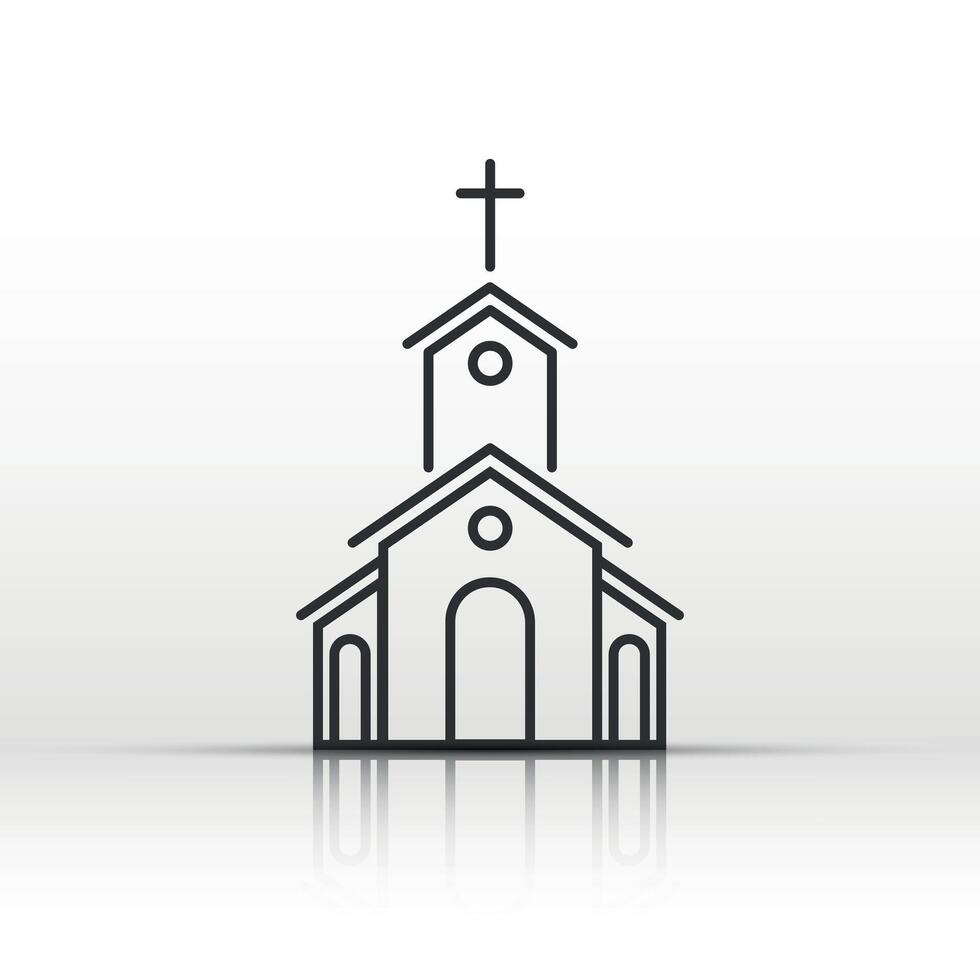 Church building icon in line style vector