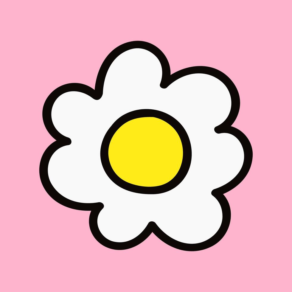 Chamomile. Hand drawn design. Illustration on pink background. vector