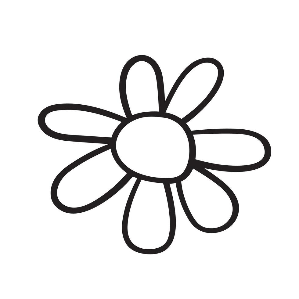 Hand drawn chamomile. Simple outline illustration. design on white background. vector