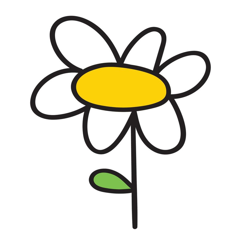 Chamomile. Nature. Cute flower. Simple hand drawn design. Illustration on white background. vector