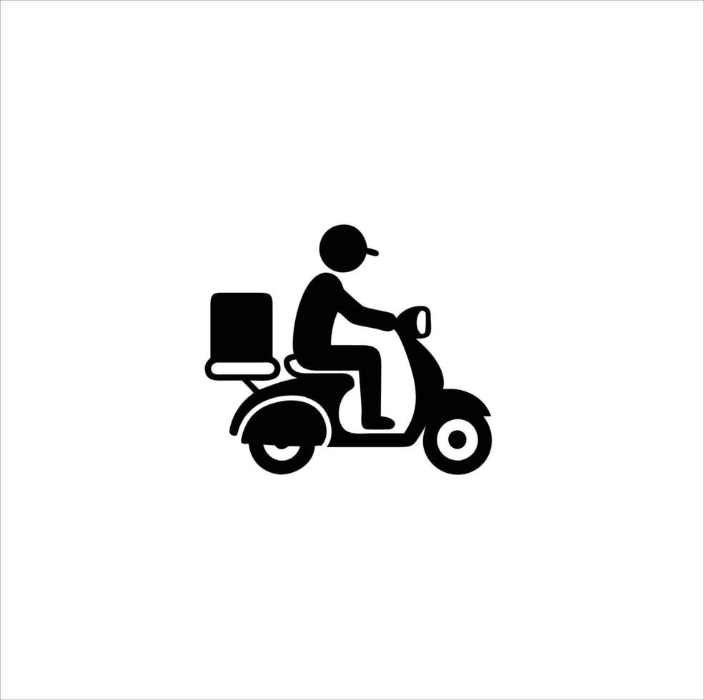 A man is riding a scooter delivery icon silhouette vector