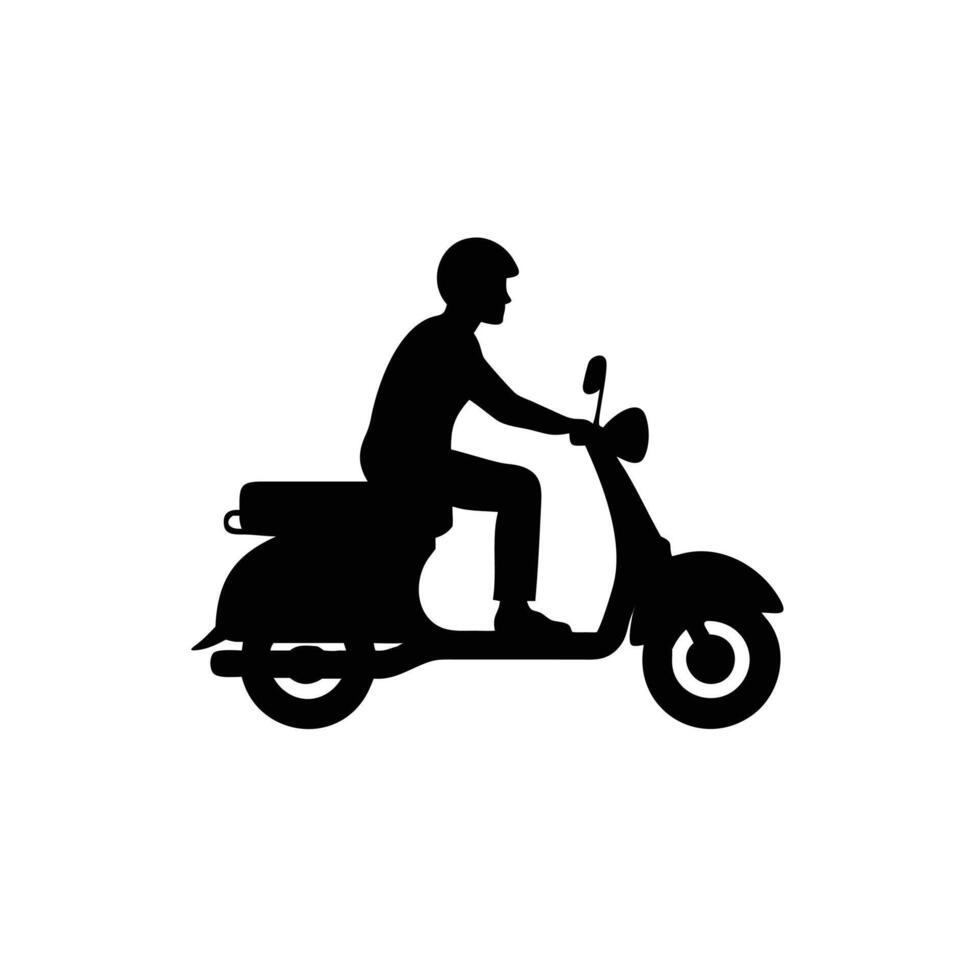 A silhouette of man is riding a scooter vector