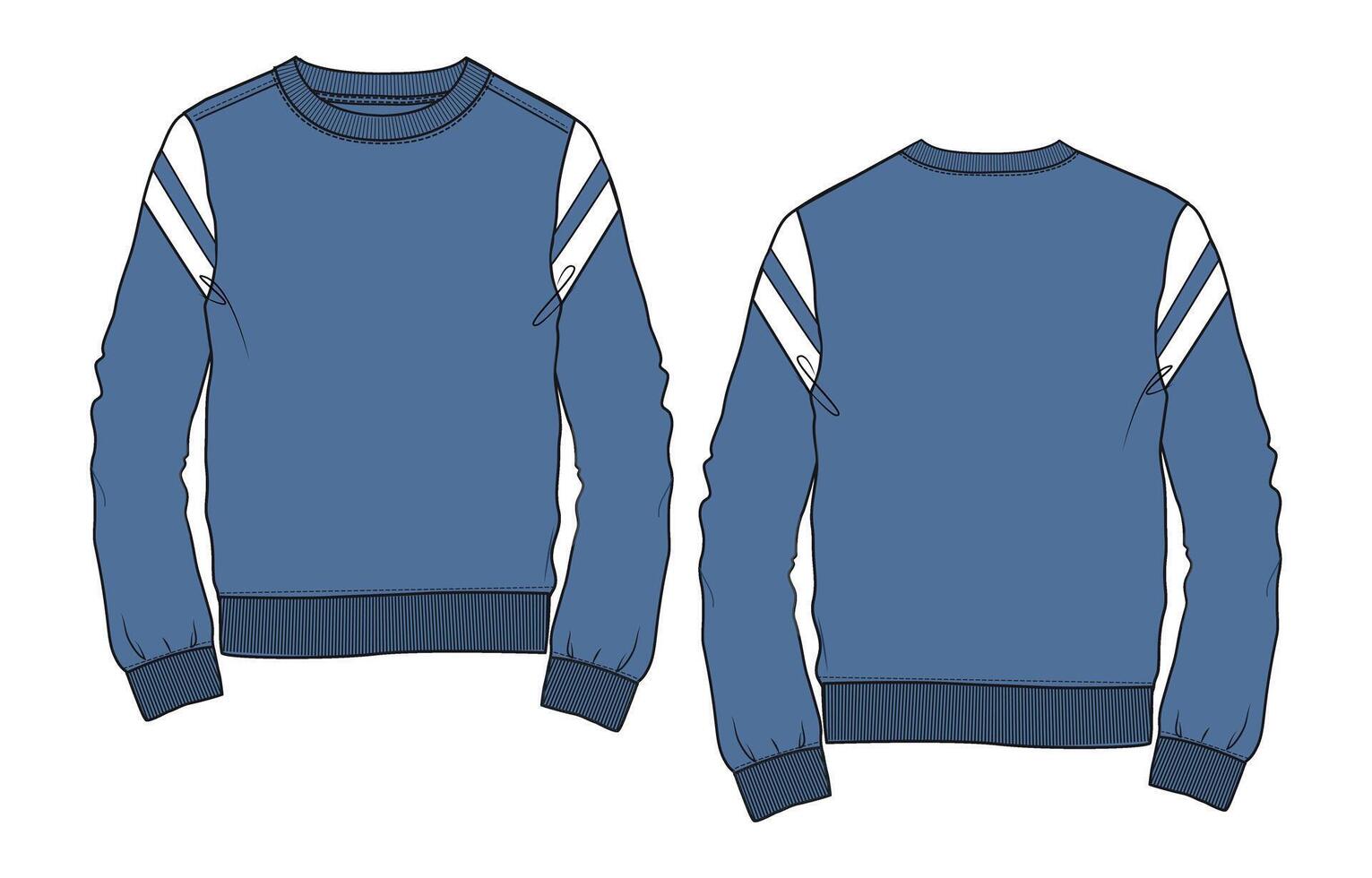 Long sleeve blue Color sweatshirt front and back isolated on white background vector