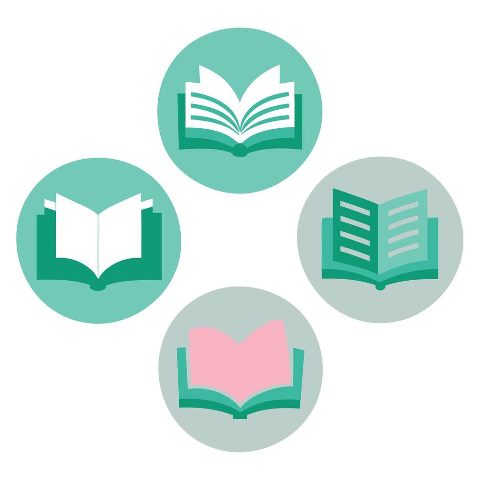 unique flat book logo set for professional branding vector