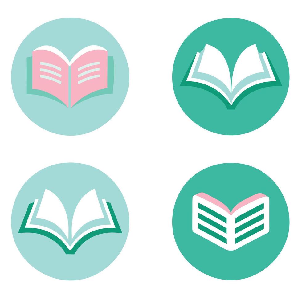 creative flat book logo set for templates and branding vector