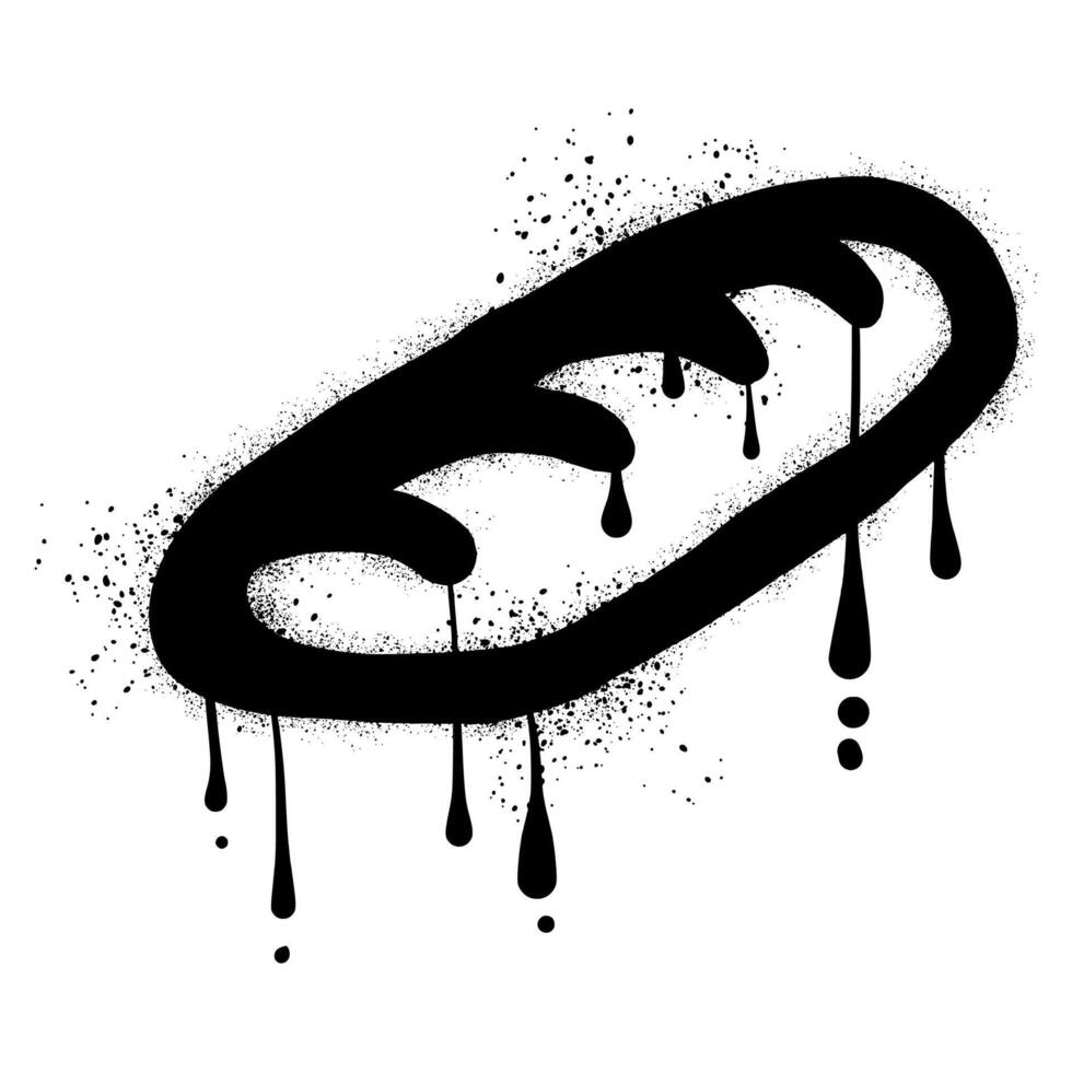 Hand drawn bread with black spray paint graffiti vector