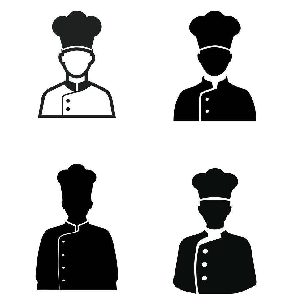 A set of chef black silhouette illustration vector