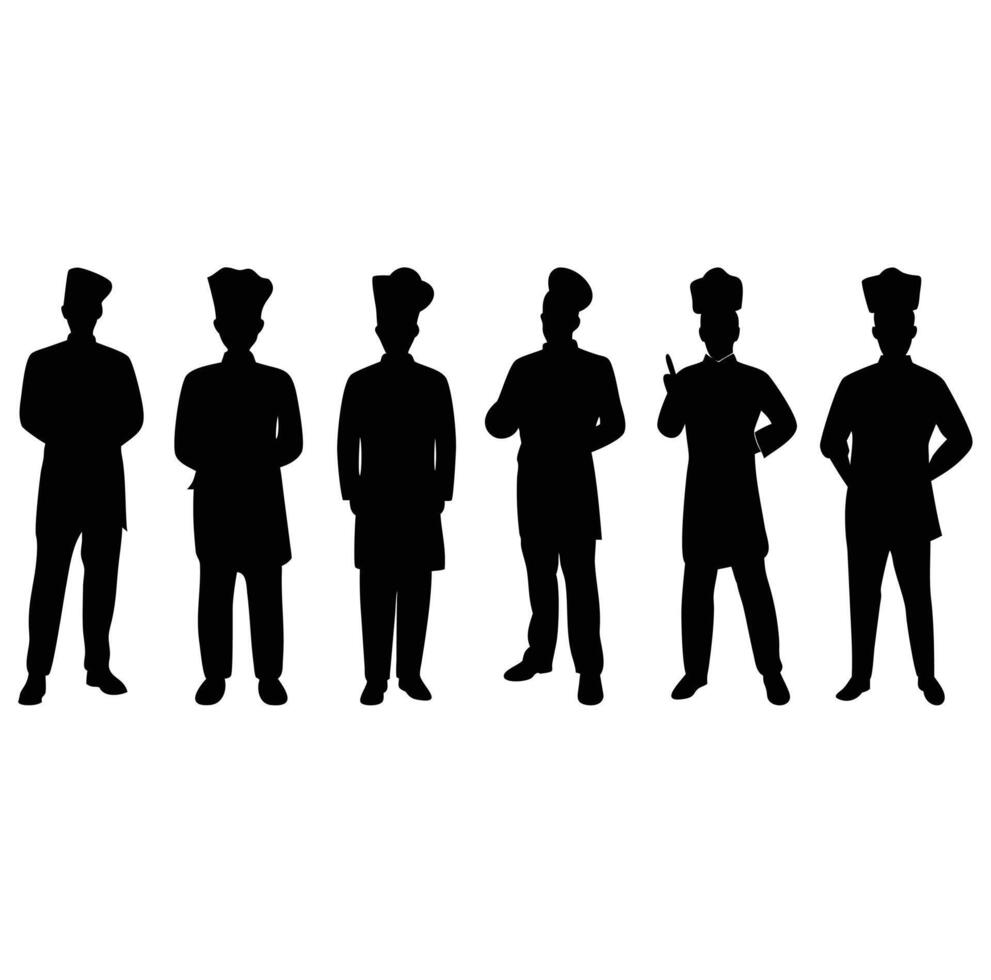 A set of chef silhouette illustration vector