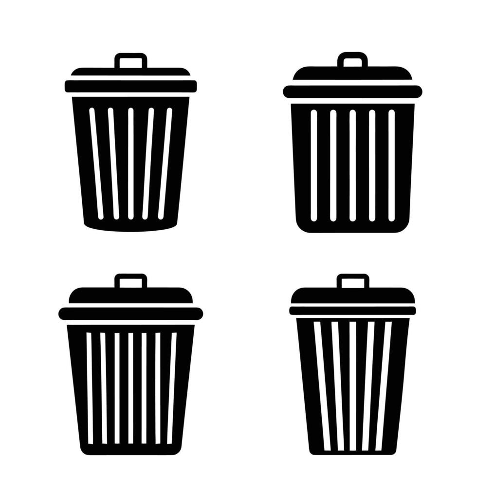 A set of trash silhouette illustration vector