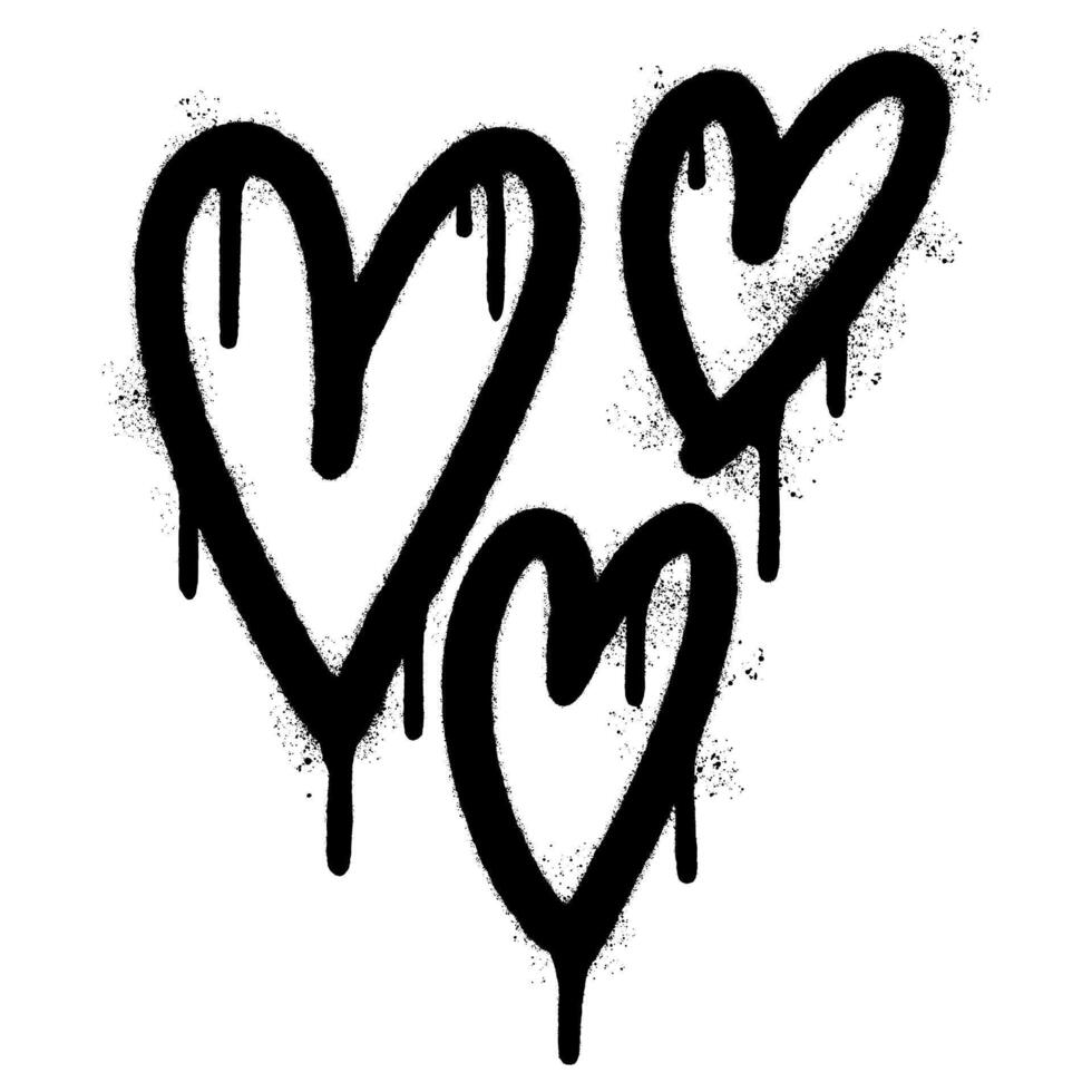 Spray Painted Graffiti heart Sprayed isolated with a white background. graffiti love with over spray in black over white. vector