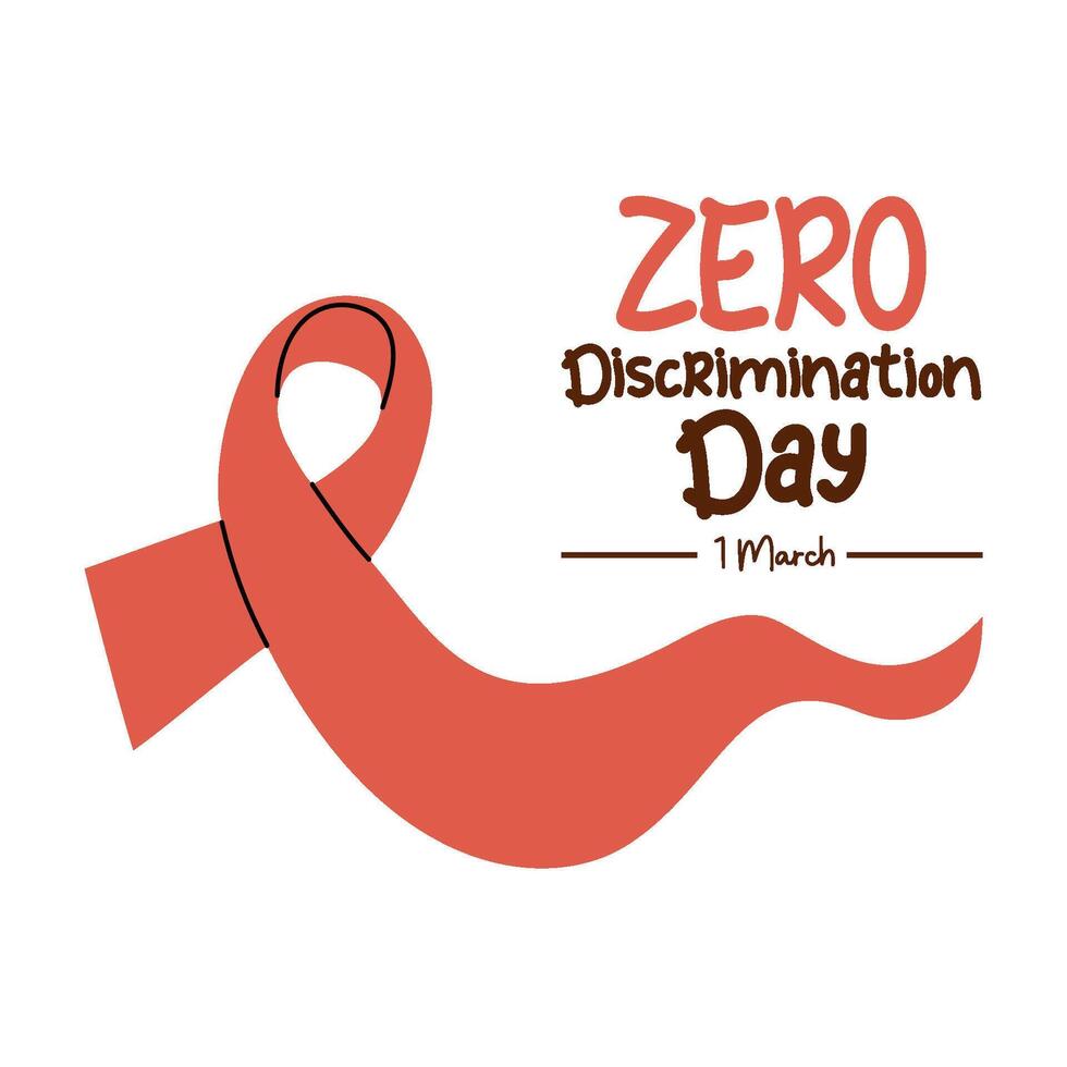 Zero discrimination day. Red ribbon. International holiday 1 march. Suitable for Greeting Card, festive Poster and Banner vector
