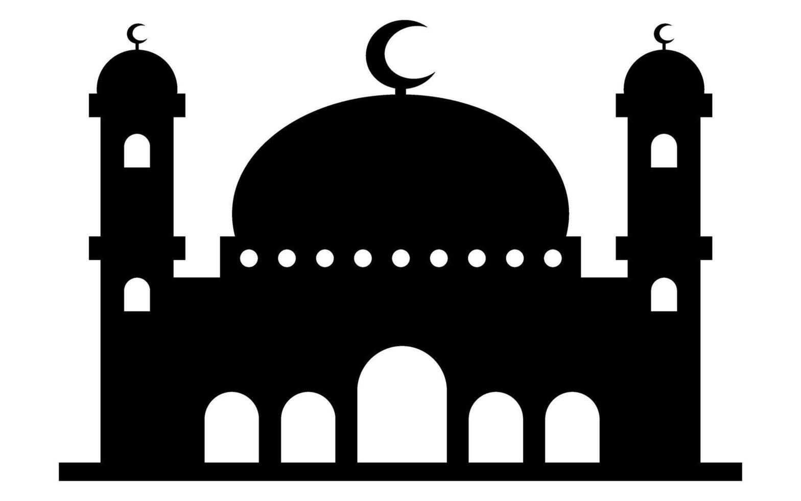 Mosque Silhouette Black in Isolated White Background vector