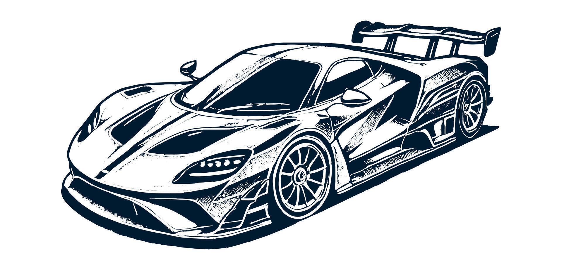 A drawing of a racing car on a white background vector