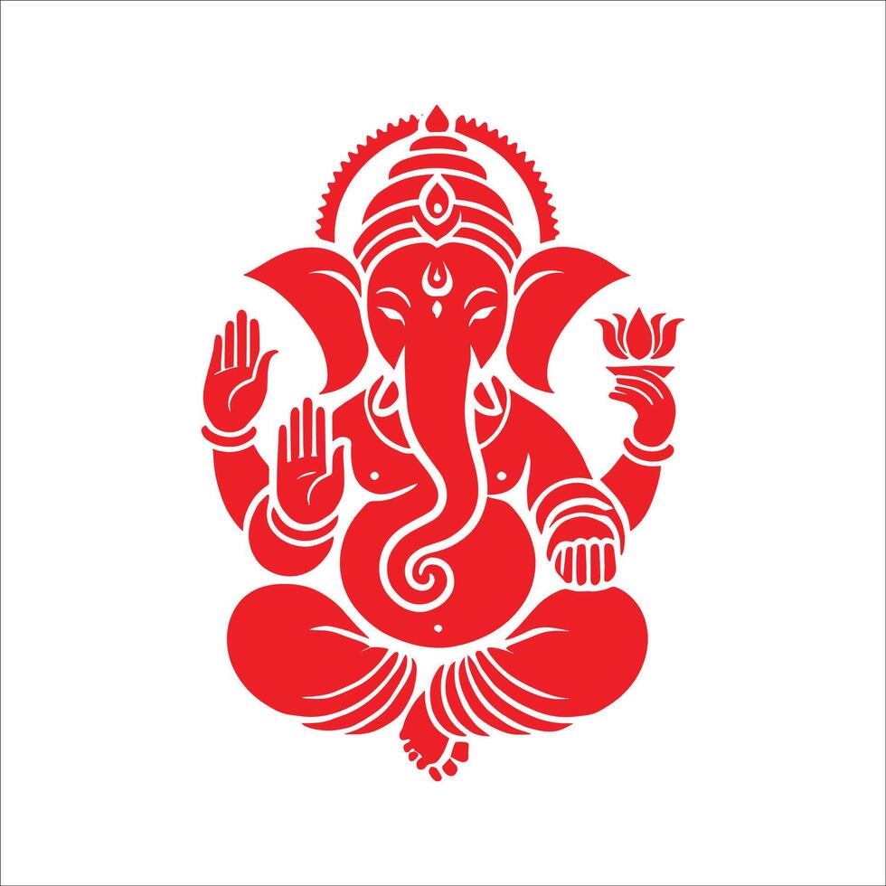 A Ganpati Bappa Ganesh Chaturthi Festival For Lord Ganesha Design Silhouette On White Background B vector