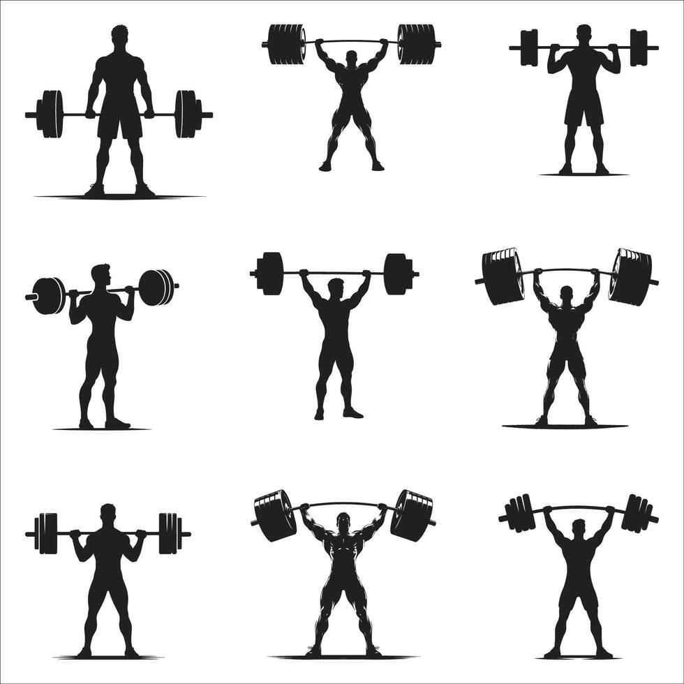 Set of Weightlifter Icon Symbol Design On White Background vector